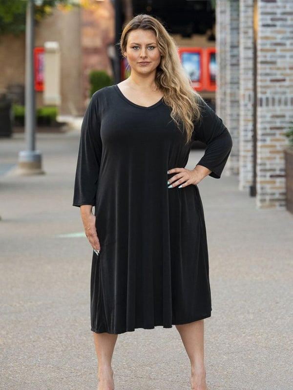 Modal Midi Length Dress (Black)
