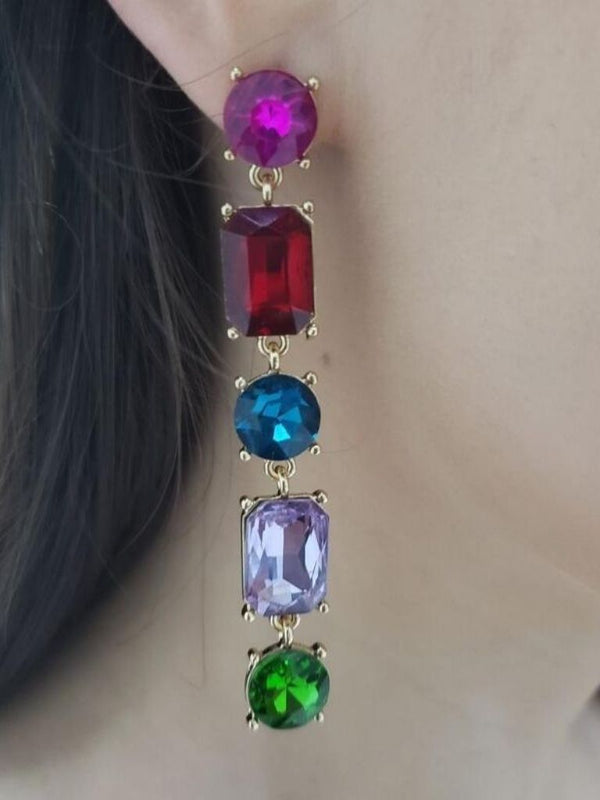 Stone Crystal Drop Earring (Multi)