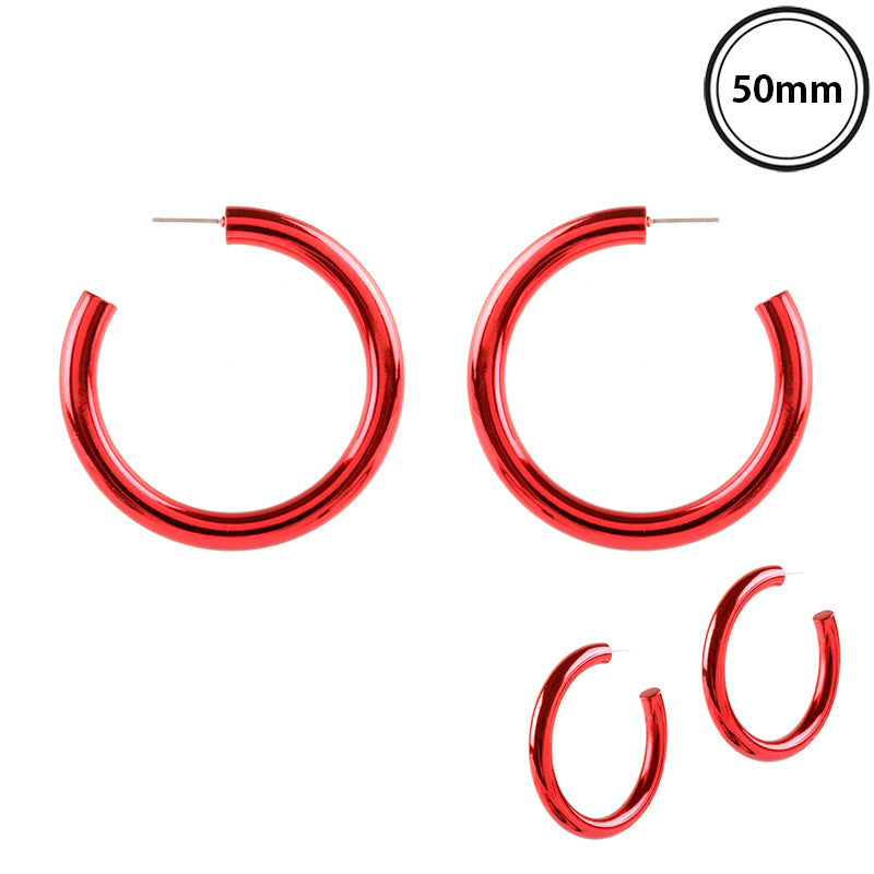 SALE! Metalized Resin Hoop Earring (Red)