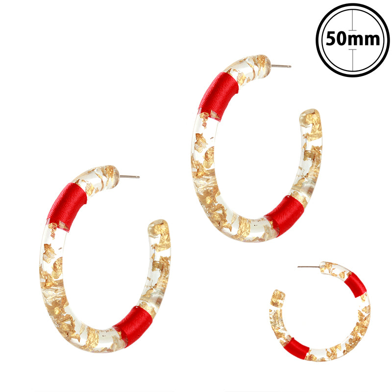 SALE! Clear Acrylic Gold Fleck Hoop (Red)