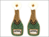 Beaded French Champagne Bottle Earring