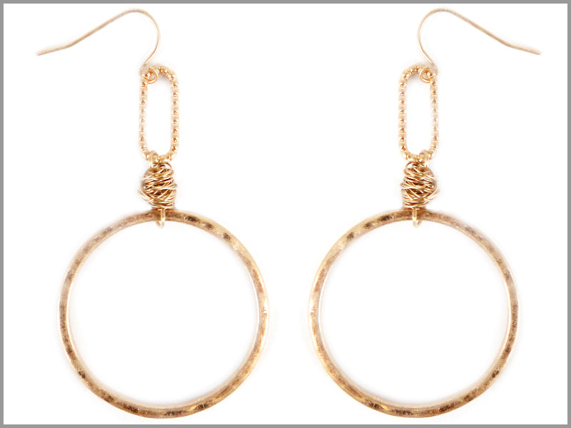 Hammered Wire Wrap Circle Earring