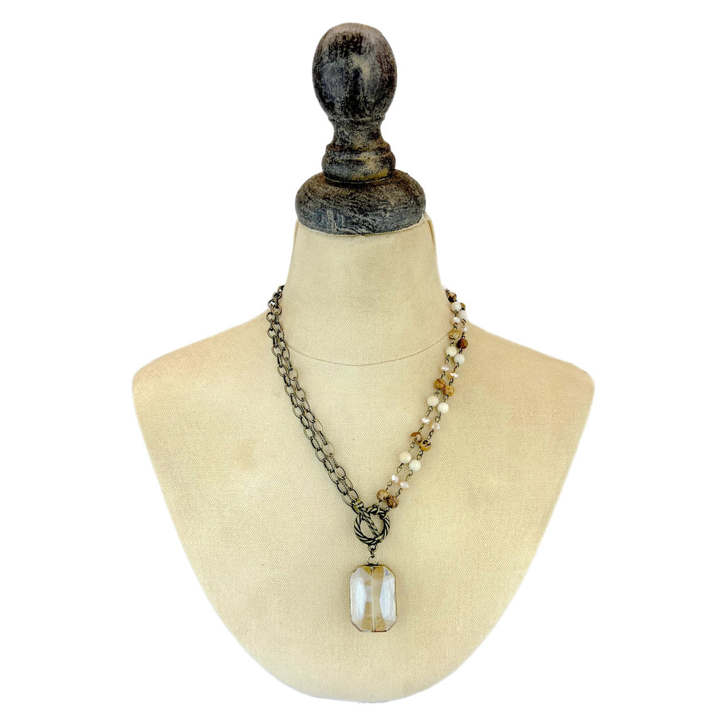 Boho Collection Emerald Cut "two ways" Jasper Chain Necklace