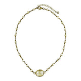 Boho Collection Oval & Creme Crystal Necklace (Creme)