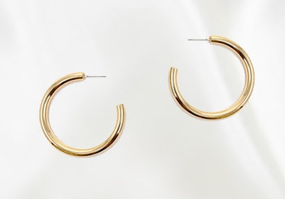 Shiny Hoop 6mm / 50 mm (Large) Gold - VLU STYLE Wholesale Fashion Jewelry and Accessories Atlanta